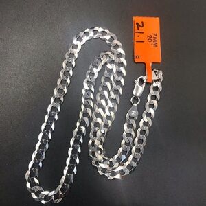 925 Sterling Silver Cuban link Chain Men’s Necklace size 20”